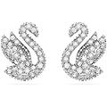 orecchini a lobo iconic swan cigno bianchi placcato rodio os