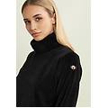 felpa in ciniglia a righe con collo alto nero donna xx large