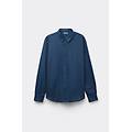 camicia in lino e cotone uomo blu taglia l