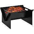 braciere da giardino in acciaio quadrato con maniglie 50x45x30cm nero