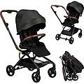 passeggino reversibile omologato 22 kg adelle black telaio oro