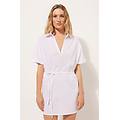 caftano corto con coulisse donna bianco s/m