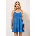 abito corto a balze donna azzurro s