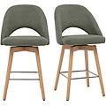 sgabelli da bar scandinavi in tessuto velluto a coste verde kaki e legno massello di hevea 65 cm