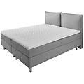 letto boxspring comfort tessuto d'arredo testiera imbottita 200x200x60 cm (lxlxh) grigio duro