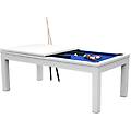 tavolo da biliardo trasformabile bianco con tappeto blu