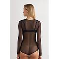 body a manica lunga in tulle donna nero taglia l