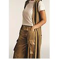 pantaloni cargo effetto seta wide leg con fondo regolabile aloe donna xxs
