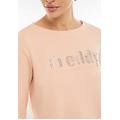 felpa girocollo in french terry modal con logo in strass pink sand donna small