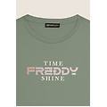 t-shirt comfort fit con logo e slogan "time shine" iceberg green donna extra large