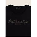 t-shirt manica 3/4 "authentic" con logo in strass nero donna large