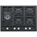 gv75txbk piano cottura nero da incasso 70 cm 5 fornello(i)