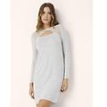 camicia da notte manica lunga in tencel modal con pizzo / grigio melange chiaro / xl grigio melange