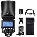 Godox V1 C Kit Flash Da Slitta Ttl Ii Con Testa Tonda E Batteria Al Litio Per Ca