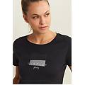 t-shirt con scritta glamour in glitter nero donna small