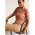 t-shirt in jersey viscosa coated a costine light mahogany donna large