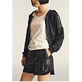 pantaloni shorts con paillettes e logo posteriore nero donna extra small
