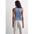 canotta a costine in cotone lam&egrave; donna azzurro taglia l