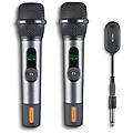 microfono dinamico wireless 2 4 ghz con display batteria e doppio ricevitore
