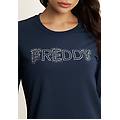 felpa girocollo con logo in strass dark sapphire donna large