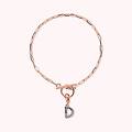 bracciale catena forzatina con pendente lettera pav&eacute; in cubic zirconia