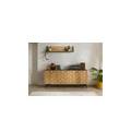 credenza in legno di acacia 180x40x76 laccato naturale / marmo scuro london #101