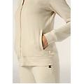 felpa zip e collo alto in viscosa con dettagli in velluto white sand donna medium