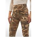 pantaloni wr. up vita alta con zip in jersey camouflage beige mimetico donna large