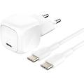 caricabatterie universale usb-c 20w ricarica rapida bianco con cavo