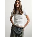- t-shirt in cotone elasticizzato bianca slim fit donna bianco ottico taglia l
