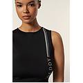 top sportivo in tessuto tecnico con stampa metallizata nero-argento donna extra small
