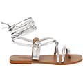 sandali con lacci in pelle argento