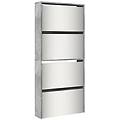 - scarpiera con specchio a 4 livelli grigio cemento 63x17x134 cm