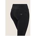 pantaloni wr. up flare effetto denim chiusura con lacci jeans nero-cuciture in tono donna small
