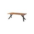 tavolo da pranzo in legno di acacia e resina epossidica nera 160x90x76 laccato natur / gambe a x