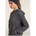 felpa con cappuccio in tessuto tecnico a trecce melange gray donna xxs