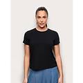 maglia manica corta con tencel modal cotone e seta / nero / m nero