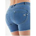 shorts push up wr. up sfrangiati vita regular in denim navetta ecologico jeans chiaro-cuciture