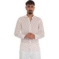 camicia casual bianco-rosso