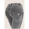 push up wr. up in fibra ecologica con effetto denim scuro gray jeans-yellow seams donna extra large