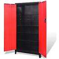 - armadio portautensili 2 ante acciaio 90x40x180 cm nero e rosso