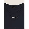 canotta in jersey con stampa floreale sulle spalle blu navy donna large