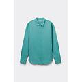 camicia in lino e cotone uomo verde taglia s