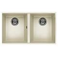lavello 2 vasche (76x43 5cm) quadra 350 sottotop bianco antico opaco lgq35062bso