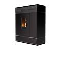stufa a pellet idro slim aki hydromatic 18 m2 maestro 18 kw con fianchi in ceramica colore dark