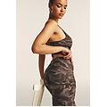 pantaloni wr. up stile cargo con vita alta in jersey camo mimetic allover grey donna large