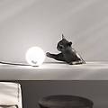 KARMAN lampada da tavolo maoo ceramica nera vetro statuetta di gatto