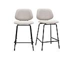 sgabelli da bar in tessuto effetto velluto beige testurizzato e metallo h66. 5 cm barnet (set di 2)