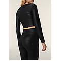 pantaloni wr. up vita alta in tessuto traspirante effetto wet black coated donna small