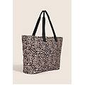 borsa shopper in canvas animalier con zip e logo alloveranimalier whitecap gray donna unica